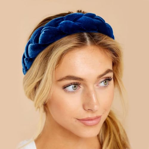 Image of DRESHOW Braided Headbands for Women Velvet Hair Hoop Elastic Criss Cross Hair Bands Accessories
