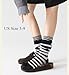 IXYDEFHC Women's Striped Crew Tabi Socks Double Cuff Fashion 4 Pairs Wicking Cotton for Teen Girls Supplies (4 Pack)