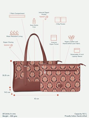 Image of ZOUK Handcrafted Vegan Leather Travel Tote Bag for Women with Multiple Compartments | Spacious Water-Resistant Shoulder Bag for Travel, Vacation, Day Trips |