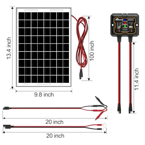 Image of SOLPERK Solar Panel Kit 10W 12V, Waterproof Solar Battery Trickle Charger Maintainer + Smart MPPT Controller + Adjustable Mount Bracket for Boat Car RV Motorcycle Marine Automotive