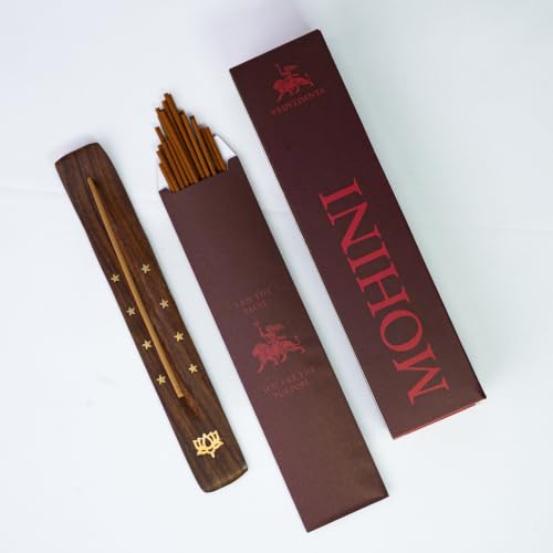 Image of Mohini Luxury Incense Sticks | 60 Bambooless Incense Sticks | Pure Sheesham Wood Stand | Long Lasting Fragrance | Complete Sensory Journey | Ethically Crafted | Pack of 1