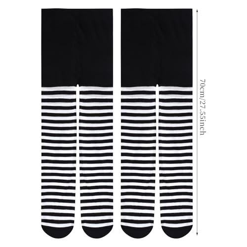 Dxhycc 2 Pairs Girl's Striped Tights Witch Tights Colored Striped Leggings for Halloween Cosplay Party2