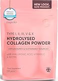 Multi Collagen Powder for Women - 10,000mg Type I, II, III, V & X Hydrolyzed Collagen Supplements for Women with Hyaluronic Acid, Vitamin C & Biotin, 30 Servings