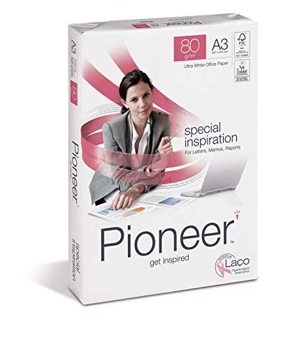 Papier extra blanc Pioneer CIE 172 A3 80g en lot de 5 ramettes 500 feuilles pour reprographie
