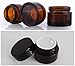 SYBL 5Pcs 10ml 0.35oz Travel Size Empty Refillable Amber Glass Cosmetic Containers Round Sample Jars Pot Vial Bottle with Inner Liners and Black Lids for Face Creams Lotions and More