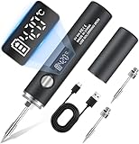 Electric Soldering Iron Kit Wireless Soldering Iron Set with LCD Display Adjustable Temperature with 3 Soldering Points 5 Speed Adjustable Temperature for Welding Repair Projects