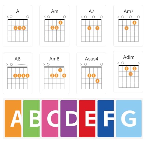 Lot de fiches d'accords de guitare et tableau de notation - 2