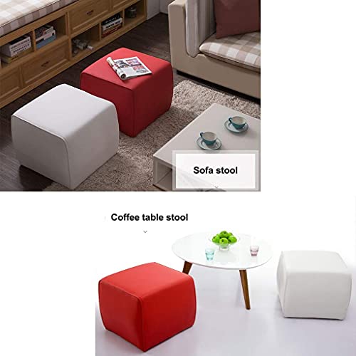 Tabouret de coiffeuse pouf moderne rouge grand carré