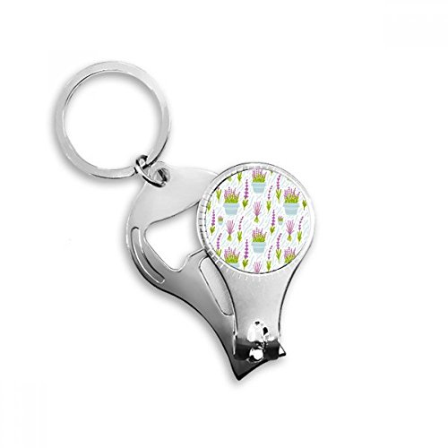 Lavande en pot fleurs pince à ongles décapsuleur porte-clés compact