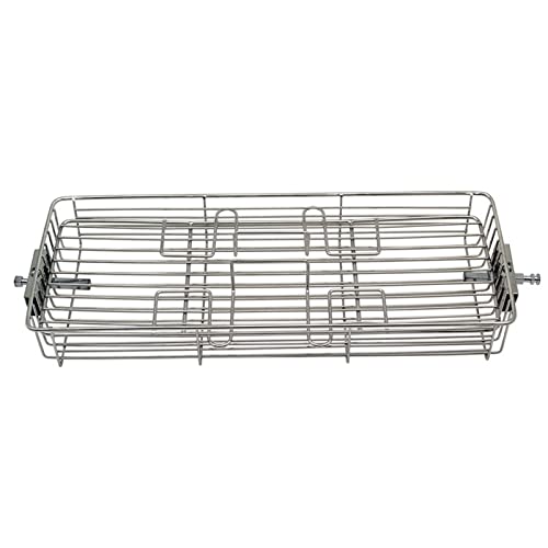 FUFRE Panier de Cuisson Tourne Broche d'acier Inoxydable, Grille Poisson Barbecue, Panier de Cuisson Plat pour Viande Poisson Fruits et Légumes Pain, pour Barbecue et Four (31,6x12,6x5cm)