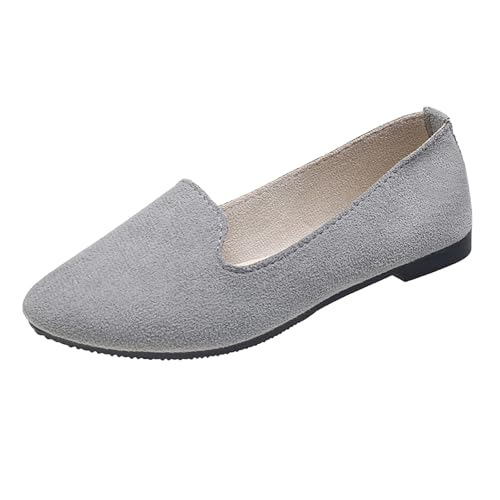 Flat Shoes for Women Pointed Toe Ballet Flats Slip On Short Boots Dressy Suede Work Flats Fashion Business Loafer Casual Comfortable Walking Dance Flat Shoe Booties Grey