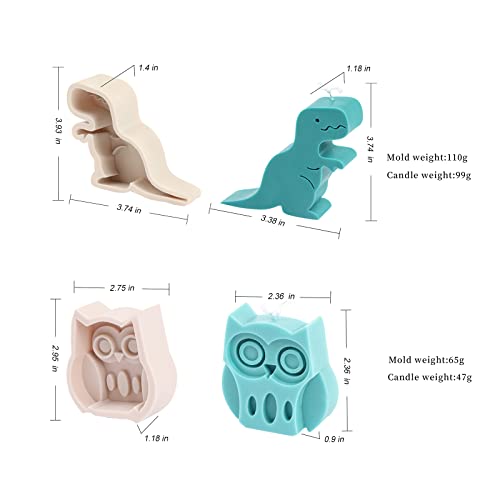 2Pcs Candle Molds For Candle Making, Dinosaur Silicone Candle Molds For Wax Plaster Clay, Soap Mold,Owl Home Décor Diy Resin Epoxy Molds #TOP5