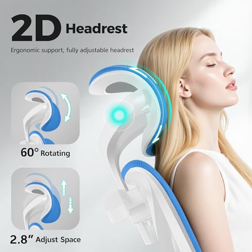 Image of Ergonomic Office Chair High Back Desk Chair with Lumbar Support, Breathable Mesh Computer Chair with Adjustable Armrests Height, Reclining Swivel Big and Tall Gaming Chair for Home Office(Sky Blue)