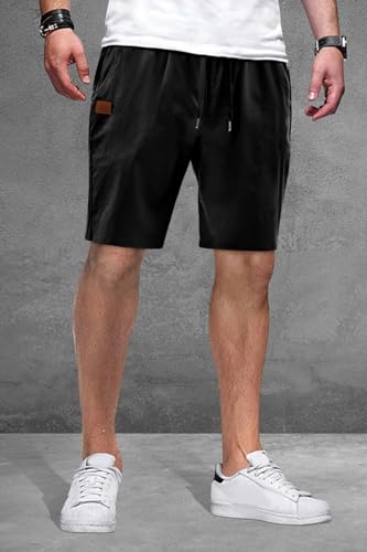 Mens Drawstring Shorts Casual Elastic Waist Pants Comfy Workout Shorts Running Shorts with Pockets