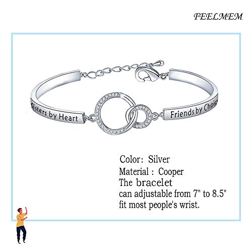 Feelmem Cousins Bracelet Gift Cousins By Blood Sisters By Heart Friends By Choice Bangle Bracelet Cousin Jewelry Gift For Cousin Bbf Best Friend(Bar Bracelet Silver) #TOP1