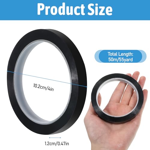 Klebeband Schwarz 50mX12mm Whiteboard Klebeband Selbstklebendes Band Whiteboard Markierungsband Raster Gridding Kennzeichnen Schwarzes Grafikband Künstler-Klebebands Dünnes Linienband für Zuhause