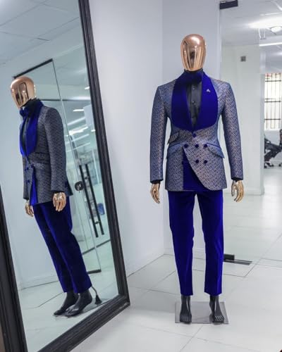 Men's 2 Pieces Suit Polka Dots Jacquard Jacket and Velvet Pants for Party/Prom4