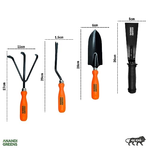 Image of Anandi Green's Metal Agriculture Garden Spectacular Heavy Duty Plastic Handle Gardening Tools Set Pack of 4for Gardening