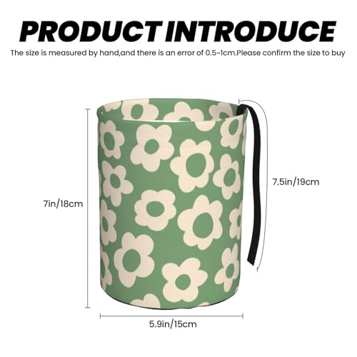 Image of Car Trash Bag Vintage Green Groovy Flowers Waterproof Trash Small Car Can Portable Collapsible Car Garbage Can Hanging for Back Seat Floor or Hanging Headrest Car Decor Road Trip Essentials