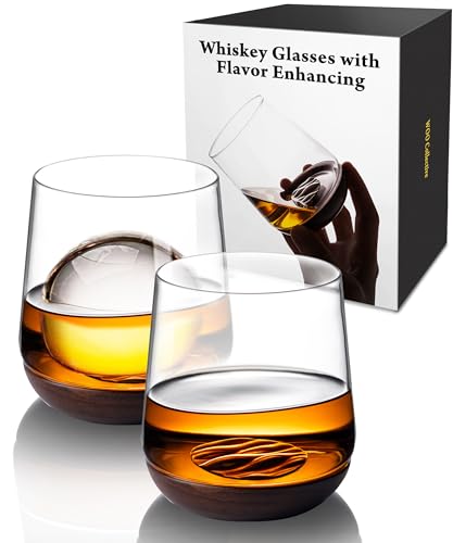 WOO Collective Luxury Whiskey Glasses with Tin Flavor Enhancer – Elevate Bourbon & Scotch, Premium Old Fashioned Bourbon Glasses Set, Gift for Him & Whiskey Lovers