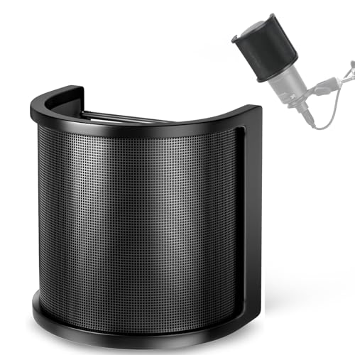 YOUSHARES Mic Pop Filter - Upgraded Three Layers Windscreen Mask Shield Compatible with AT2020 USB Gaming Microphone, Suitable for 35 mm to 50 mm Microphones