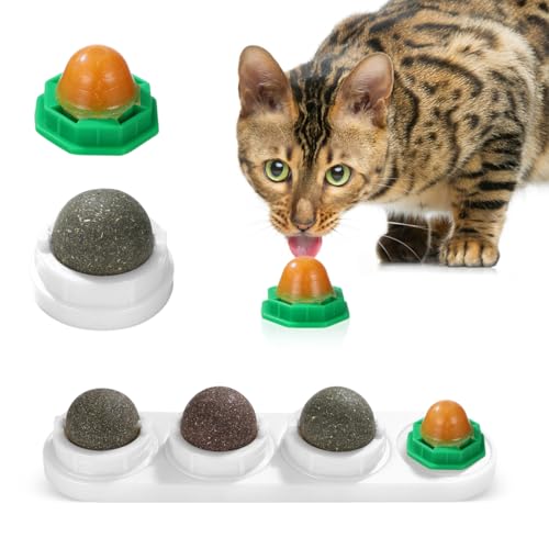 TOYANDONA 2 Stück Drehbare Katzenminze Leckbälle – Natürliche Katzenminze Für Verdauung & Zahnpflege Grün