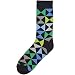 K. Bell Socks Men's Triangle Squares, Black, 10-13