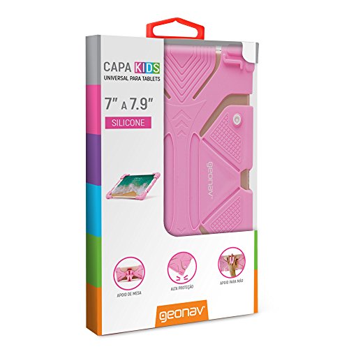 Capa Universal protetora para tablets 7-7.9 polegadas, Silicone, anti choque, base de apoio, Rosa, U