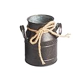 Duradero y de alta calidad: este cubo retro está hecho de chapa de hierro antigua y cuerda de cáñamo, duradero y de forma única, adecuado para objetos de fotografía.