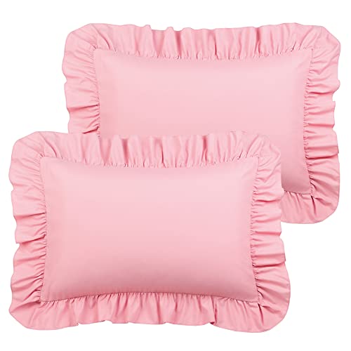 PiccoCasa Taies Oreiller Brossées 2, Couverture Micro-Fibre Fermeture Rose Queen