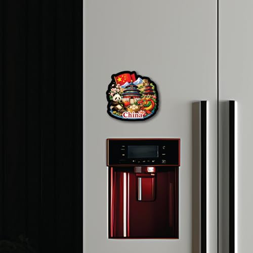 Image of CVANU China Country Landmark Theme 2pcs MDF Fridge Magnet - Wooden Travel Souvenir Refrigerator Decorative Collectible Magnet