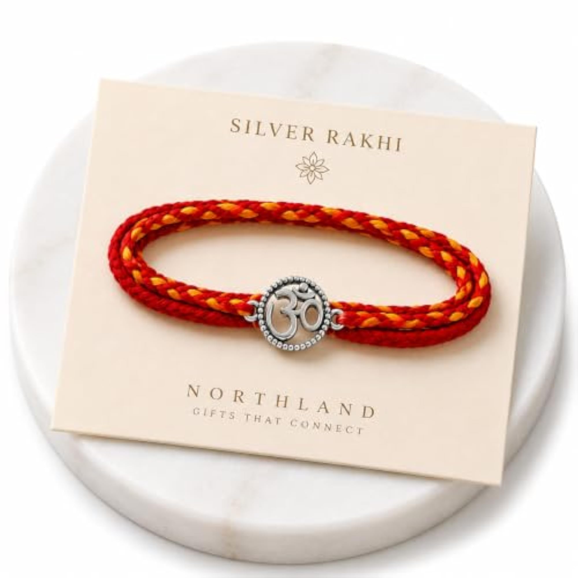 925 Sterling Silver Rakhi Bracelet with Roli Chawal