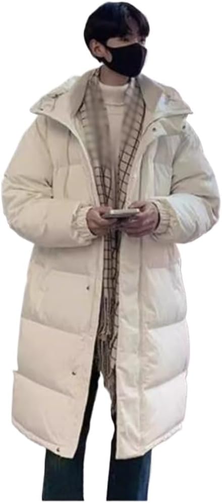 VIDI Hooded Down Jacket Men's Autumn And Winter Coat Loose Medium Long Bread Suit White Duck