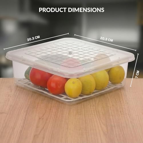 Image of GO STORE Pack of 2 Plastic Storage Containers Set for Kitchen | Freezer Storage Containers, Kitchen Storage Set, Fridge Storage Boxes for Fish, Meat, Vegetables, Fruits | Transparent (2500 ML)