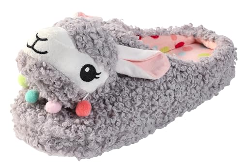 Image of Cute Animal Slippers - Soft Fuzzy Alpaca & Llama Memory Foam for Women - Indoor Warm Non-Slip Bedroom Slippers