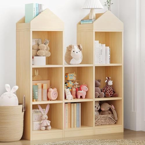 Bibliothèque pour Enfant, Etagère en Bois 7 Cubes, Meuble Rangement Jouet Enfant pour la Salle de Jeux, la Chambre d'enfant, la Chambre de Bébé 91x30x107cm