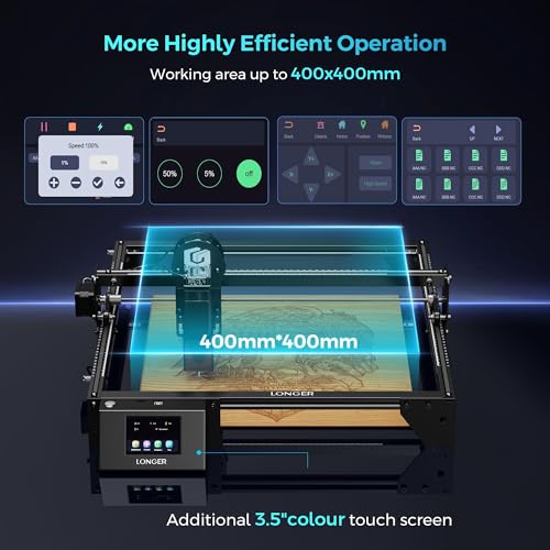 Image of LONGER Ray5 10000mW Class 4 Laser Engraver, DIY Laser Cutter Engraving Machine with 3.5 inch Touch Screen, 15.75 inchx15.75 inch Engraving Area, 0.08mm Laser Spot, for Wood, Metal, Acrylic, Glass