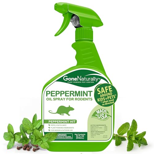 Image of Peppermint Oil Rodent Repellent Spray - Pet & Kid Safe - Indoor /Outdoor Mouse, Rat & Squirrel Deterrent for Home, Garage, Attic, RV & Car Engines (32oz)