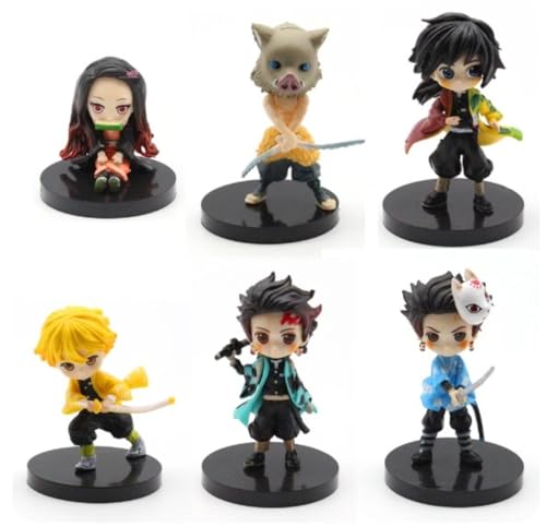 Action Figure Kit 6 Peças Kimetsu No Yaiba Qposkets Lindos