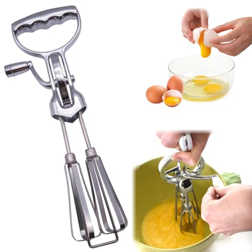 Schneeschläger,31cm Rührgerät Aus Edelstahl,Handrührgerät Halbautomatischer Schneebesen Edelstahl,Handmixer Manuell Ohne Strom,Halbautomatischer Schneebesen für Sahne und Eischnee für Rühren Von Teig