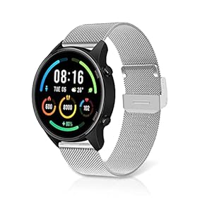 Rosok 22mm Ersatz Armband Kompatibel mit Xiaomi Mi Watch/Watch S1/Watch S1 Active, Edelstahl Metall Armband Ersatz Watch Strap Uhrenarmband für Xiaomi Mi Watch/Watch S1/Watch S1 Active – Silber