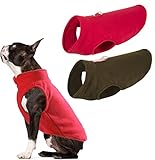 OWBB 2er Hundepullover Fleece kleine Hunde, Warm Hundejacke hundeweste mit Leine Attachment, Winter Hundepullover Mantel, Kaltwetter Hundebekleidung, Innen und Außeneinsatz