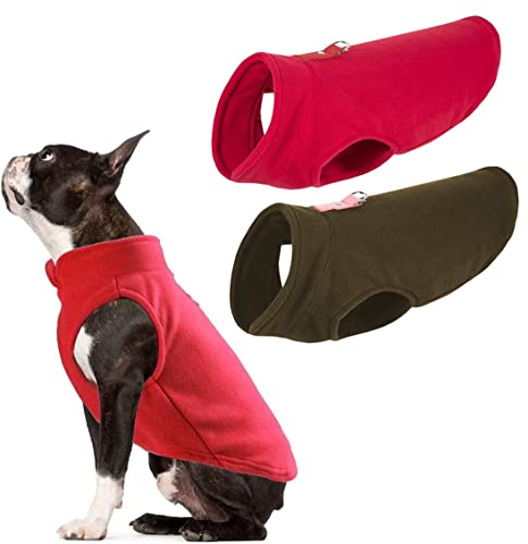 OWBB 2er Hundepullover Fleece kleine Hunde, Warm Hundejacke hundeweste mit Leine Attachment, Winter Hundepullover Mantel, Kaltwetter Hundebekleidung, Innen und Außeneinsatz Cover
