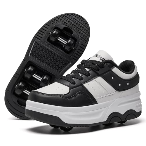 Funnydream Roller Skate Shoes for Boy Girls Kids Detachable 6 Wheels Sneaker Beginner Skating Shoes Black 6 by Funnydream - Used condition - US$31.45