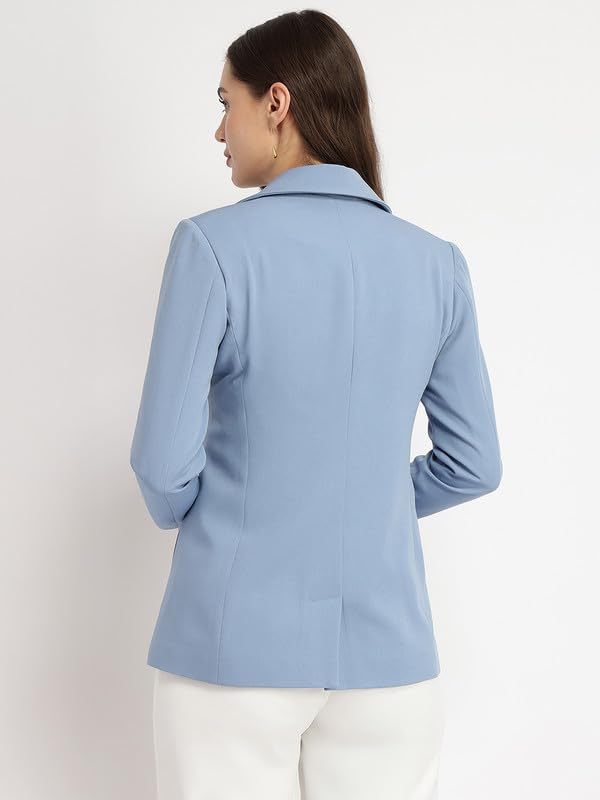 Image of FableStreet Women's Blazer | Tailored Fit Single-Breasted Design with Notch Lapel & Welt Pockets | Smooth Woven Texture for Work & Business Casual Wear
