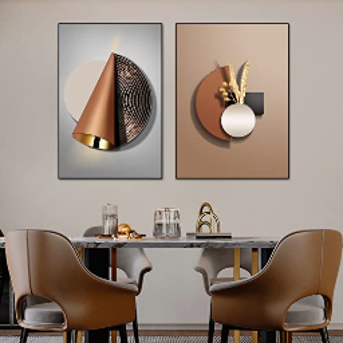 Impression sur toile abstrait 3D visuel de qualité supérieure triptyque doré raffiné