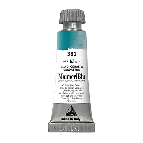 Maimeri Tinta aquarela Blu 12 ml de pigmento único - Tinta de aquarela profissional PB36 azul cobalt