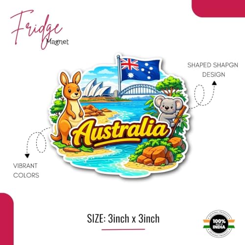 Image of Australia Fridge Magnet Country Theme Souvenir Wooden Refrigerator Stylish Fridge Magnet - Perfect Souvenir Gift for Brother, Sister, Kids | Kitchen Decor | Fridge Decoration
