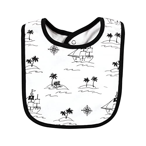 Image of Hudson Baby Unisex Baby Cotton Bibs, Pirate Shark, One Size