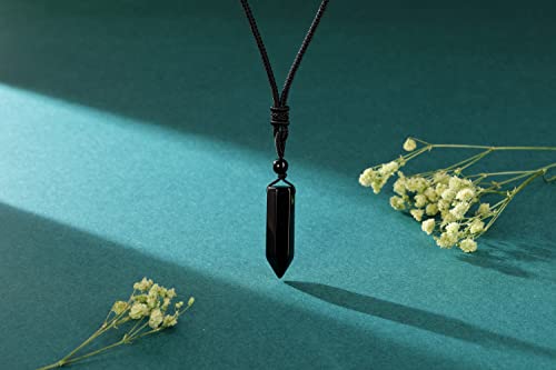 Jovivi Healing Crystals Necklace for Men Women Adjustable Rope Natural Stone Hexagonal Prism Pointed Crystal Pendant Necklaces Gemstone Jewelry2
